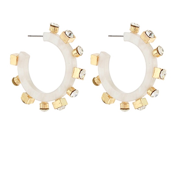 Dotted Glass Acetate Hoops - Picture 2 of 2